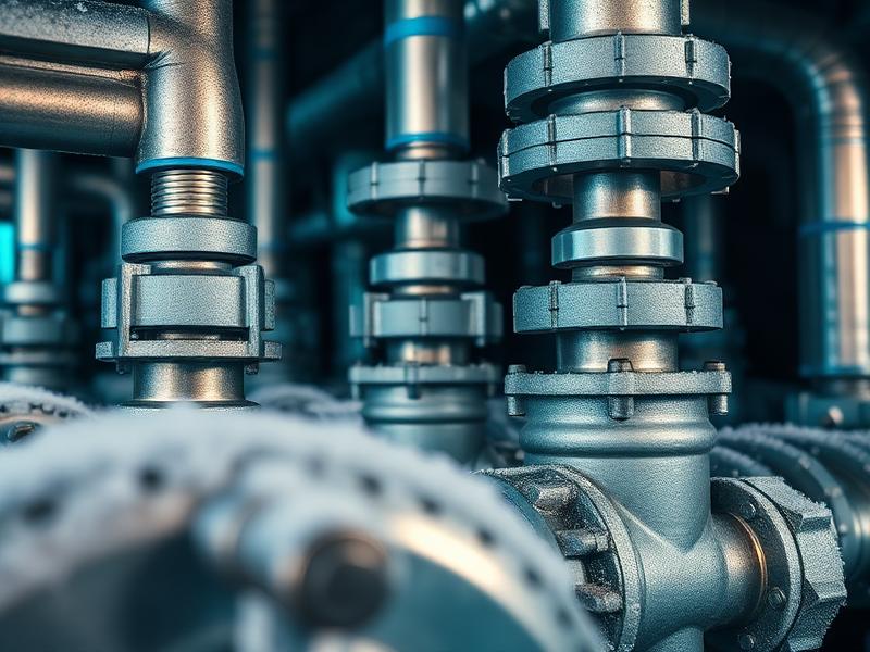 Frosted cryogenic valves and steel process piping
